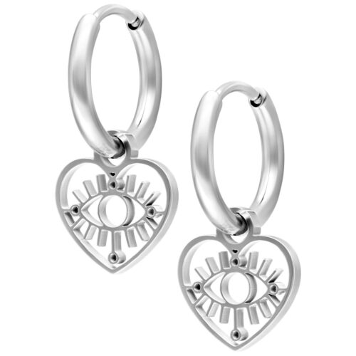 Mini Heart Eye Hoops Pair