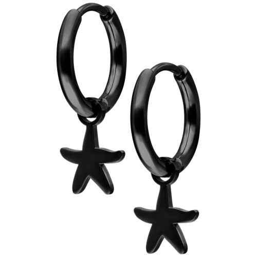 Mini Starfish Hoops Pair - Schwarz