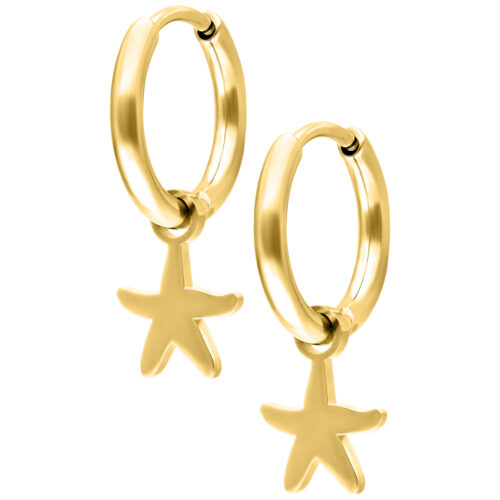 Mini Starfish Hoops Pair - Gold