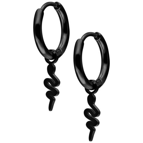 Mini Snake Hoops Pair - Schwarz