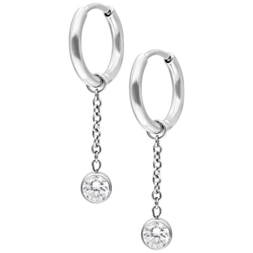 Mini Crystal Chain Hoops Pair