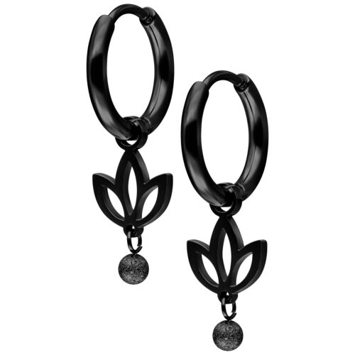 Mini Lotus Hoops Pair - Schwarz