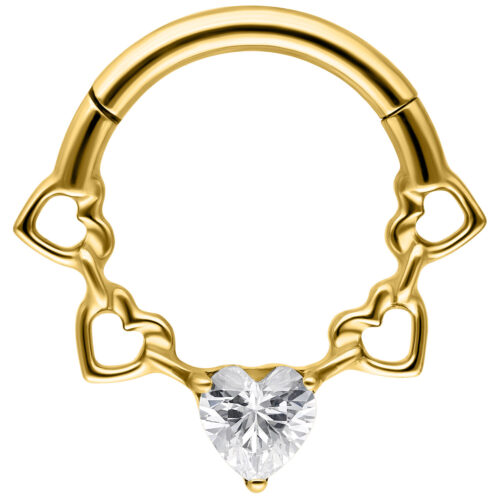 Crystal Hearts Septum Clicker - Gold