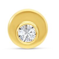 Goldenes Labret aus 750er Gold mit kristallklarem Stein auf weißem Hintergrund