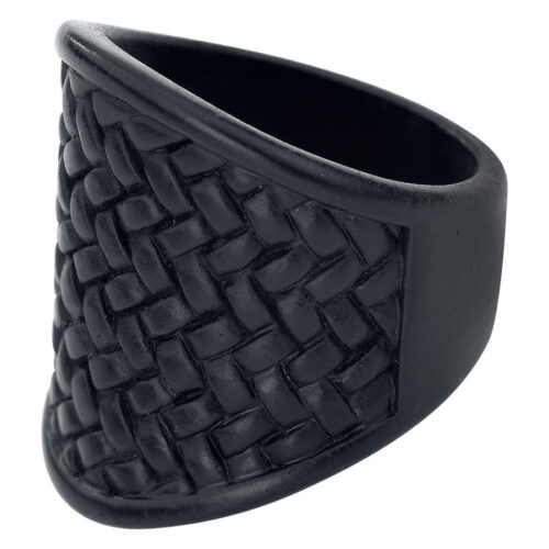 Schwarzer Messingring mit geflochtenem Muster, Größe 21 mm