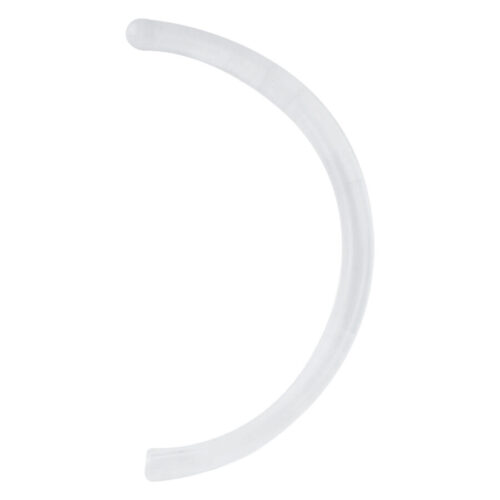Transparenter gebogener Push-Fit Stab aus Bioplast auf weißem Hintergrund