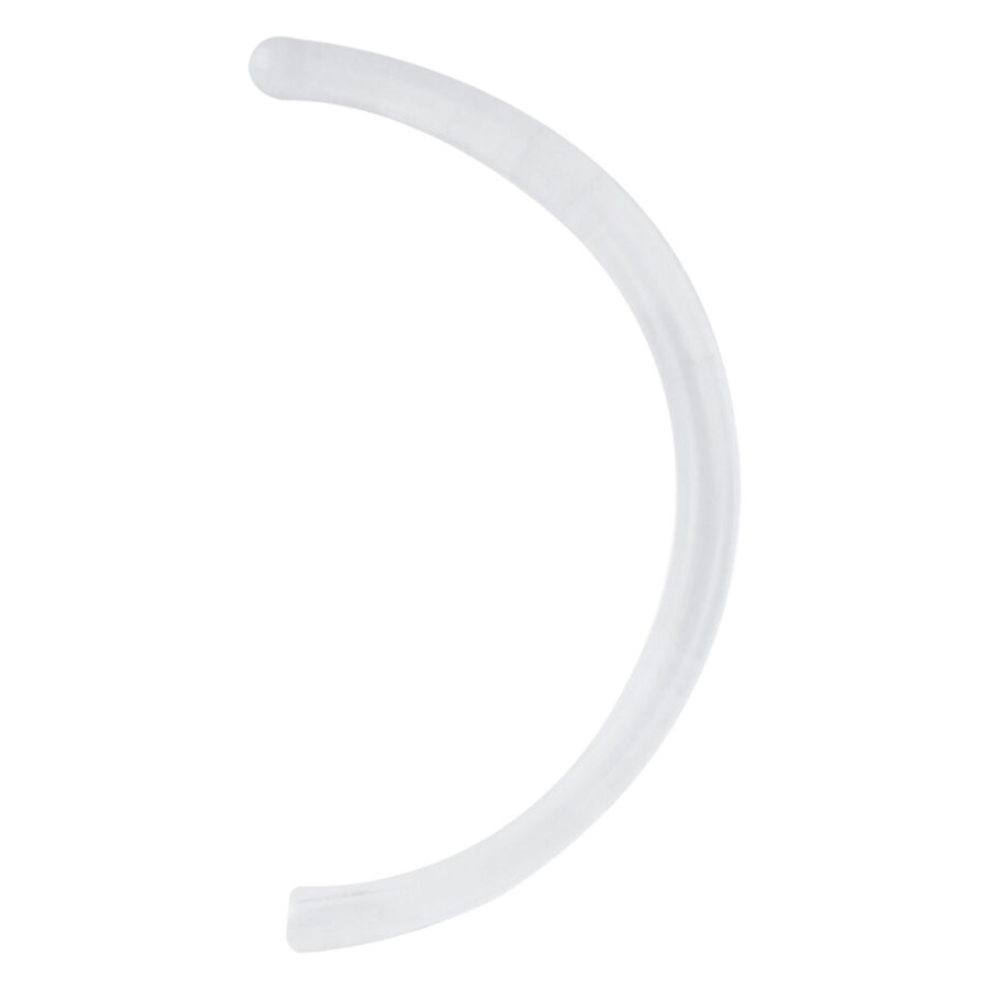 Transparenter gebogener Push-Fit Stab aus Bioplast auf weißem Hintergrund