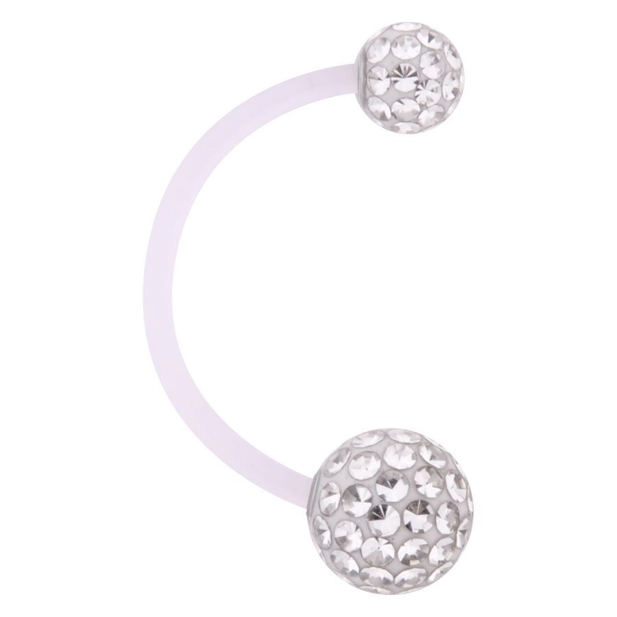 Sealed Pregnancy Bananabell mit Kristallen Bauchnabel-Bananabell aus Bioplast mit klaren Kristallen auf weißem Hintergrund