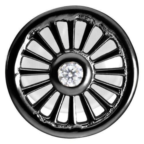 Schwarzes Labret mit Push-Fit System und zentralem Kristall auf weißem Hintergrund