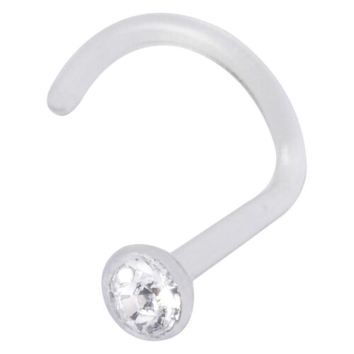 Kristallklarer Nasenstecker aus Bioplast mit 2,5 mm Kugel