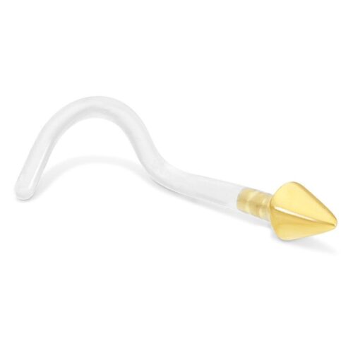 Nasenstecker aus 18k Gold mit konischem Bioplast-Design auf weißem Hintergrund