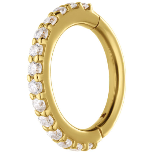 14K Moissanit Crystal Row Hinged Ring