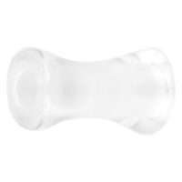 Transparenter Acryl-Tunnel mit Double Flare auf weißem Hintergrund