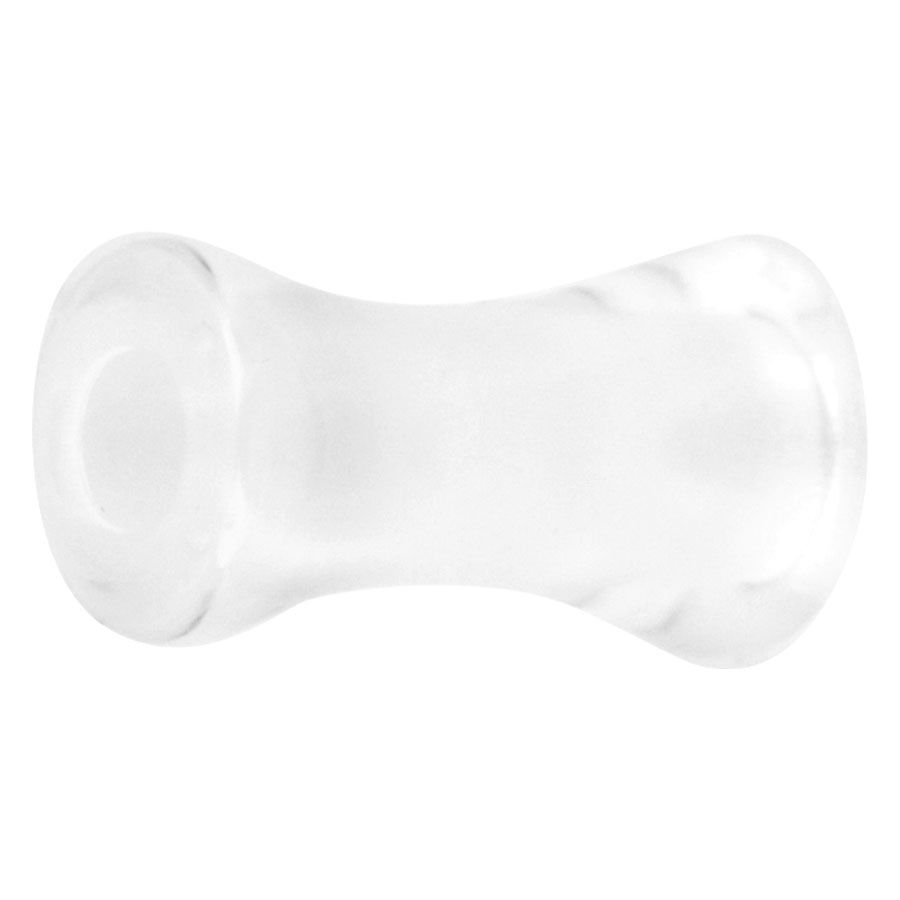 Transparenter Acryl-Tunnel mit Double Flare auf weißem Hintergrund