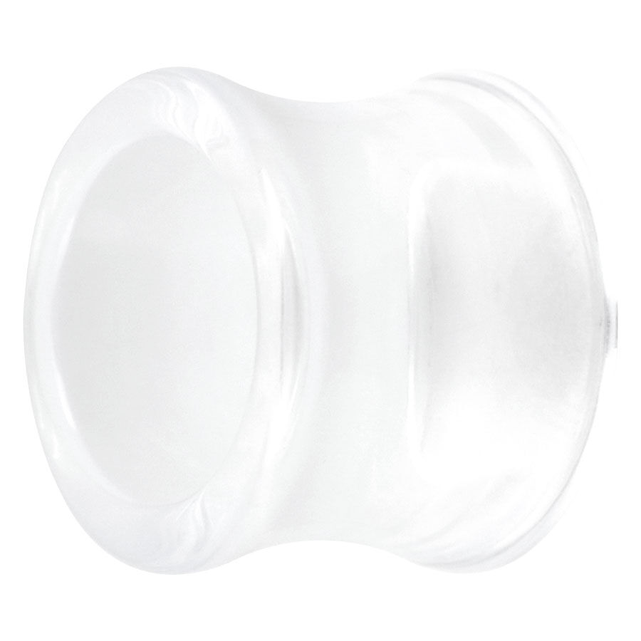 Transparenter doppelter Flared Tunnel aus Acryl auf weißem Hintergrund