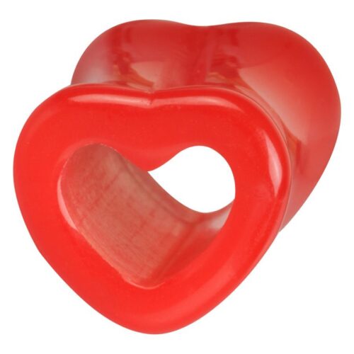 Roter Herz-förmiger Tunnel aus Acryl, Größe 8,0 mm, auf weißem Hintergrund
