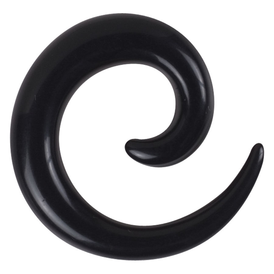 Schwarze Acryl Dehnspirale, 5,0 mm, auf weißem Hintergrund