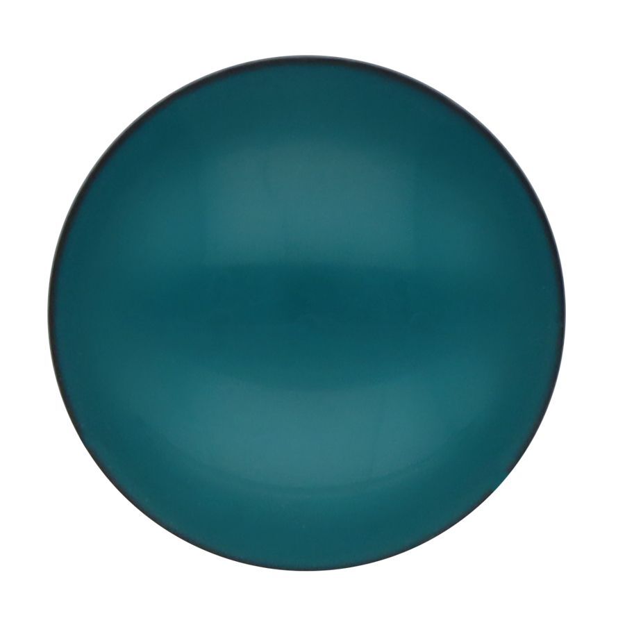 Runde türkisfarbene Fake Plug auf weißem Hintergrund