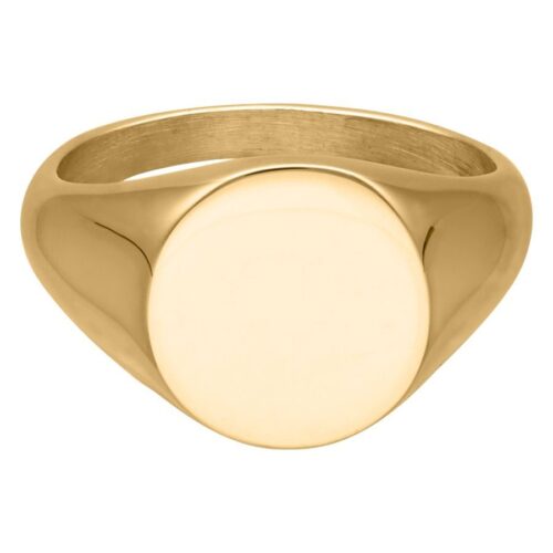 Goldener gravierbarer Ring aus Chirurgenstahl, 17,0 mm, auf weißem Hintergrund