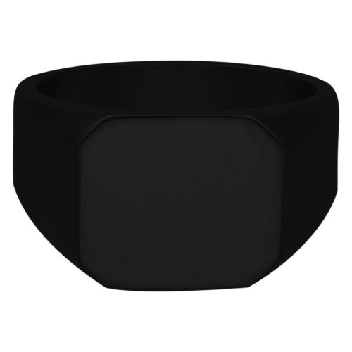 Schwarzer gravierbarer Ring aus Chirurgenstahl 316L, Größe 17 mm, auf weißem Hintergrund