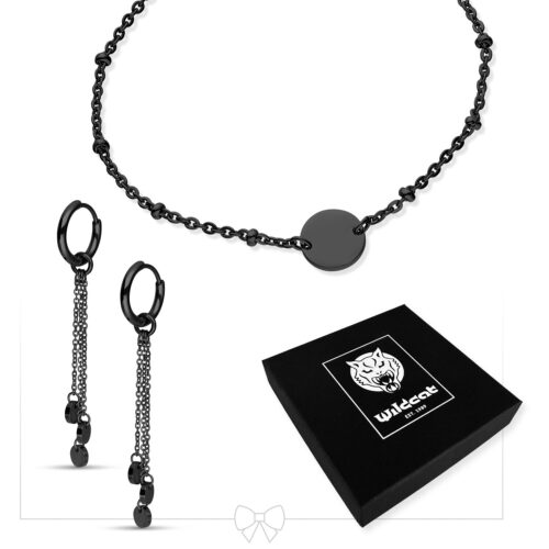 Plate Bracelet with Hoops Set - Schwarz