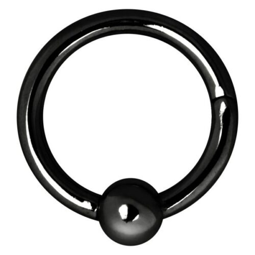 Schwarzer Ball Closure Ring Clicker aus Chirurgenstahl 316L auf weißem Hintergrund