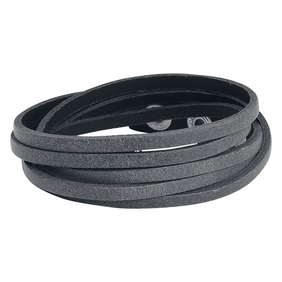 Schwarzes unisex Lederarmband von Wildcat auf weißem Hintergrund