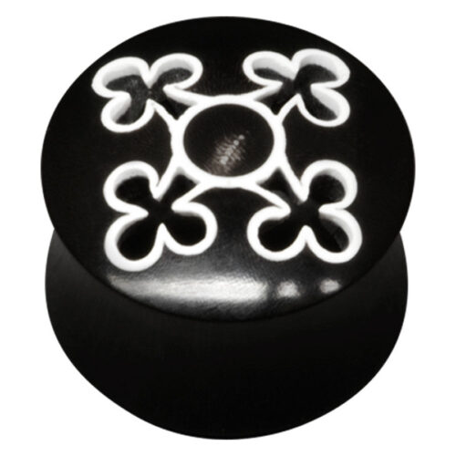 Schwarzer Horn Tunnel mit weißem, kreuzförmigem Muster auf schwarzem Hintergrund