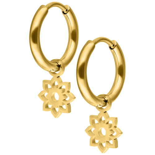 Mini Flower Hoops Pair - Gold