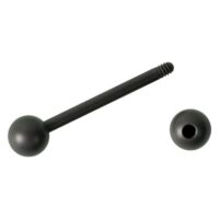 Graphitfarbener Titan Barbell mit Kugel und Außengewinde auf weißem Hintergrund