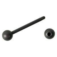 Graphitfarbene Titan Barbell mit Außengewinde und Kugel auf weißem Hintergrund