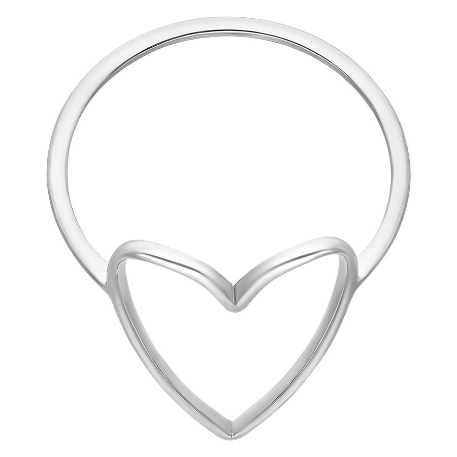Silberner Herzring aus Chirurgenstahl auf weißem Hintergrund