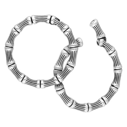 Silberne Bonechain Ohrgewichte aus Chirurgenstahl auf weißem Hintergrund