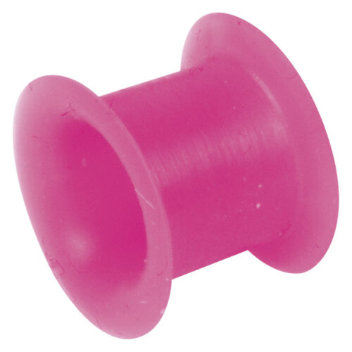Pinkfarbener Flesh Tunnel aus Silikon, Größe 22,0 mm, auf weißem Hintergrund