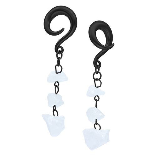 Schwarze Ohrgewichte aus Chirurgenstahl mit 6,0 mm Größe auf weißem Hintergrund