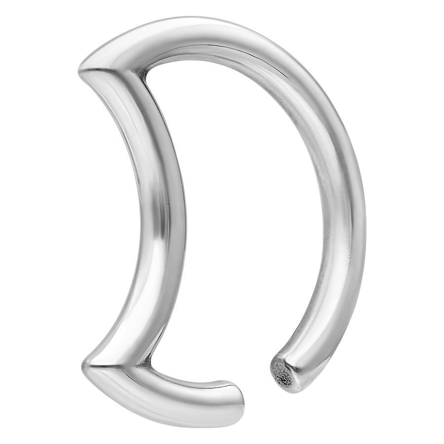 Silbernes Mond Ohrgewicht aus Chirurgenstahl auf weißem Hintergrund