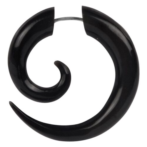 Schwarze Buffalo Horn Spiral 1,2 mm auf weißem Hintergrund
