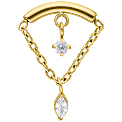 Double Jewelled Hidden Helix Push Fit Attachment - Gold