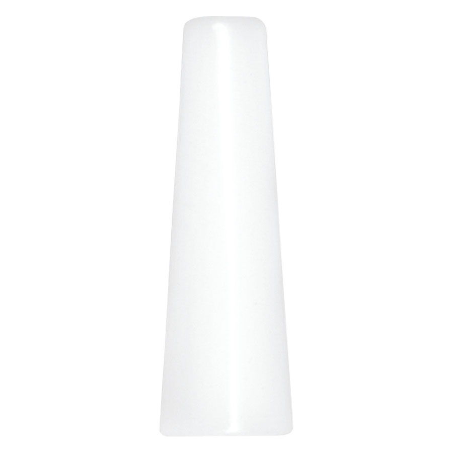 Weißer Acryl Dehnstab auf weißem Hintergrund, konisch zulaufend