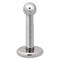 Silbernes Labret Piercing aus Titan mit Außengewinde vor weißem Hintergrund