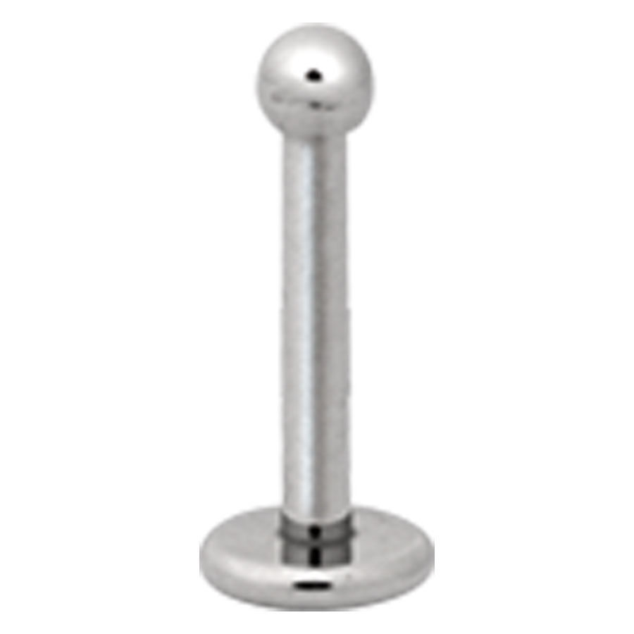 Silbernes Labret aus Titan mit Kugel auf weißem Hintergrund