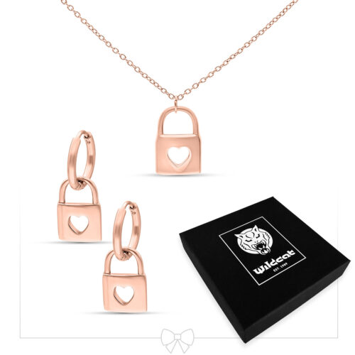 Little Lock Necklace with Hoops Set - Roségold