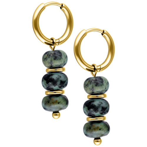 African Turquoise Bubble Hoops (Pair) - Gold