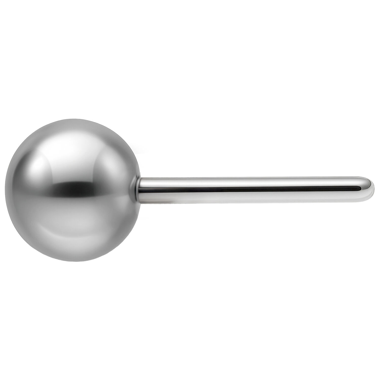 Silberne Titan-Kugel mit Push Fit Stab auf weißem Hintergrund
