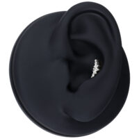 Silberner Kristall Tiara Aufsatz auf schwarzem Ohrmodell