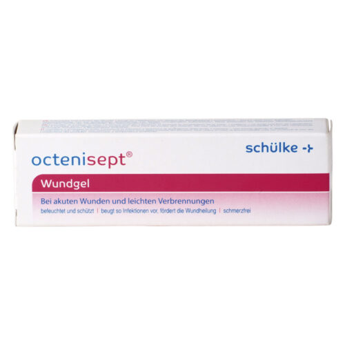 Octenisept Wundgel 20 ml in weißer Verpackung mit pinkem Streifen