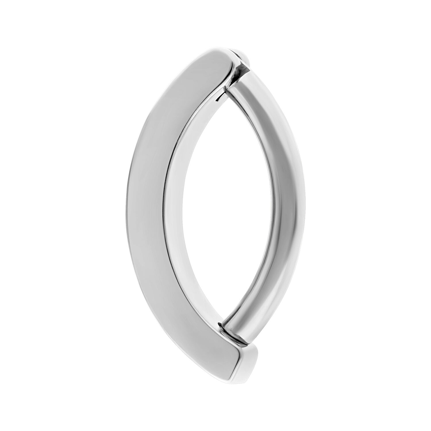 Silberner Bauchnabel Clicker aus Titan mit Kristallen auf weißem Hintergrund