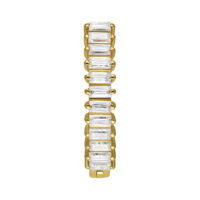 Goldener Bauchnabel Clicker mit rechteckigen Moissanit-Kristallen auf weißem Hintergrund