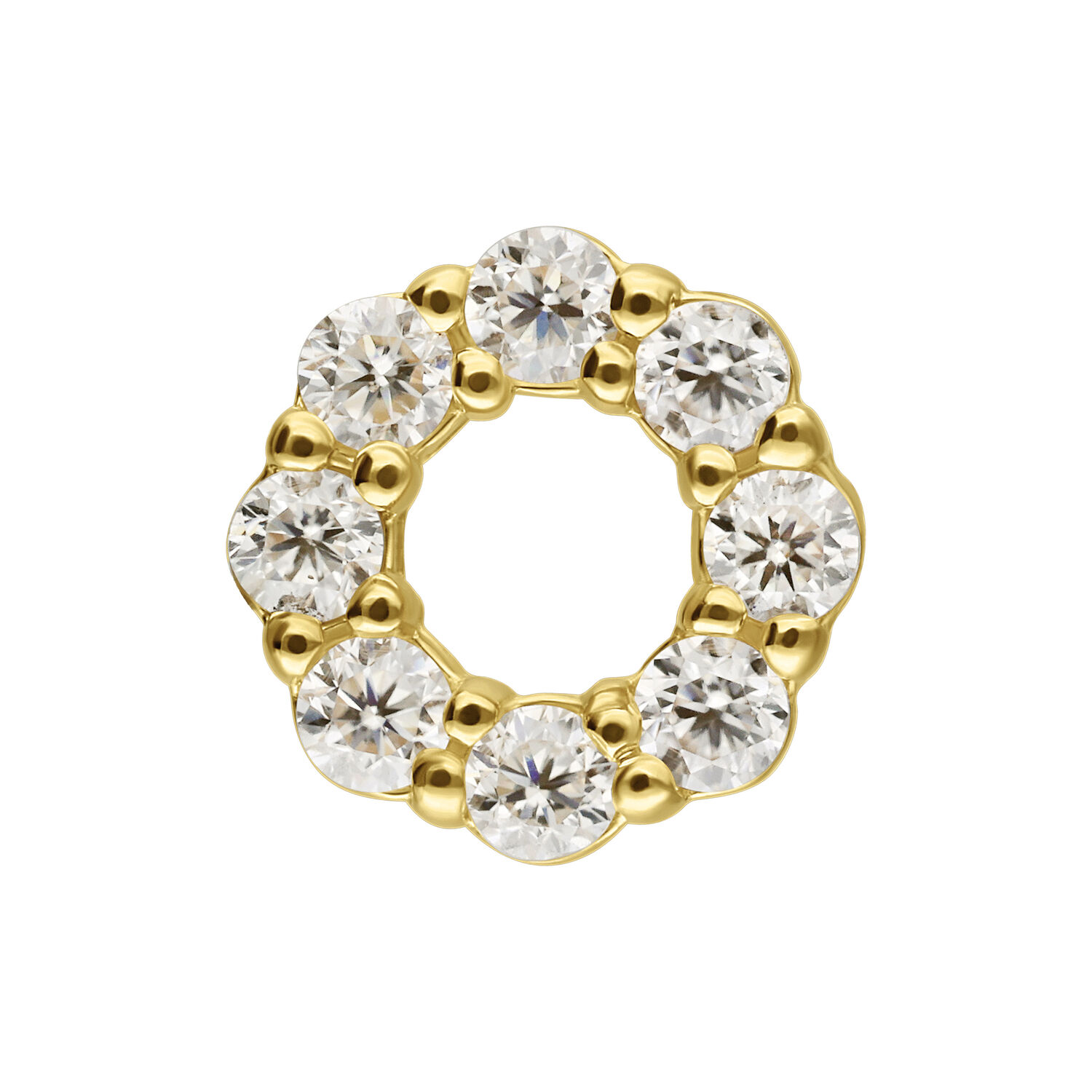 Runder Aufsatz aus 585er Gold mit funkelnden Moissanit-Steinen