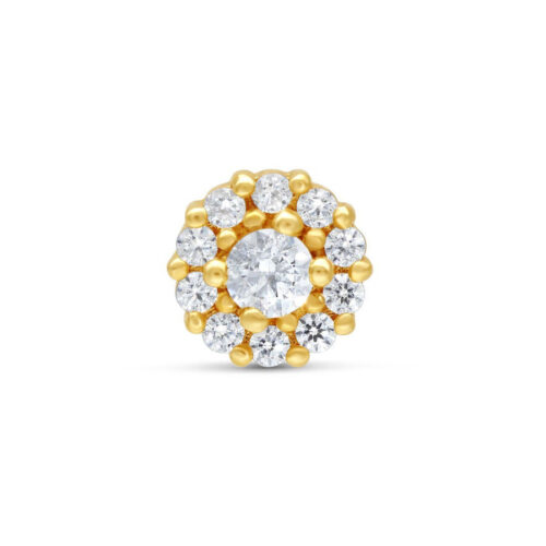 Goldener Aufsatz mit klaren Kristallen auf weißem Hintergrund